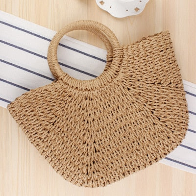 Round Straw Raffia circle Rattan bags
