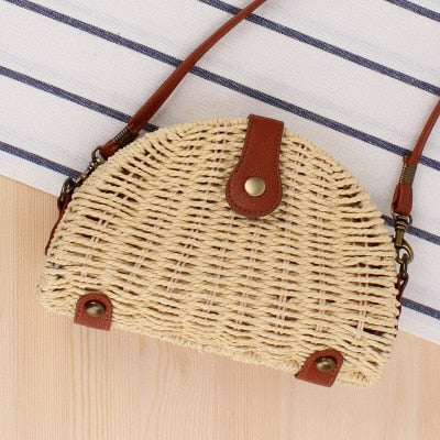 Round Straw Raffia circle Rattan bags
