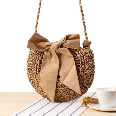 Round Straw Raffia circle Rattan bags