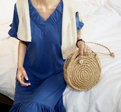 Round Straw Raffia circle Rattan bags