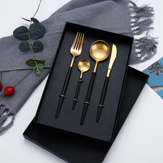 Gold Flatware Fork Knife Spoon Silverware Set