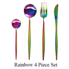 Load image into Gallery viewer, Gold Flatware Fork Knife Spoon Silverware Set
