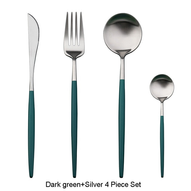 Gold Flatware Fork Knife Spoon Silverware Set