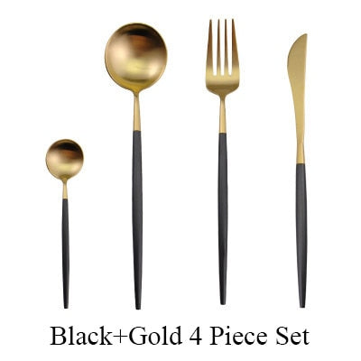 Gold Flatware Fork Knife Spoon Silverware Set