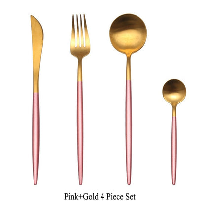 Gold Flatware Fork Knife Spoon Silverware Set