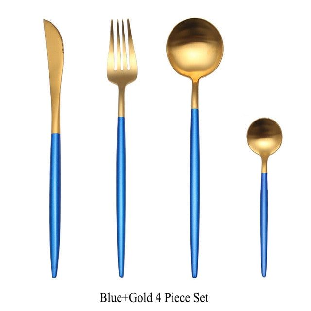 Gold Flatware Fork Knife Spoon Silverware Set