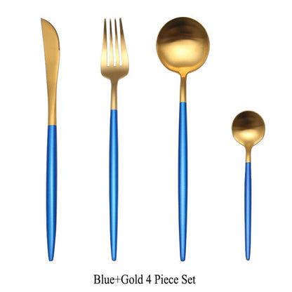 Gold Flatware Fork Knife Spoon Silverware Set