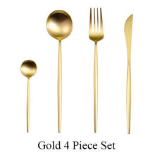 Load image into Gallery viewer, Gold Flatware Fork Knife Spoon Silverware Set
