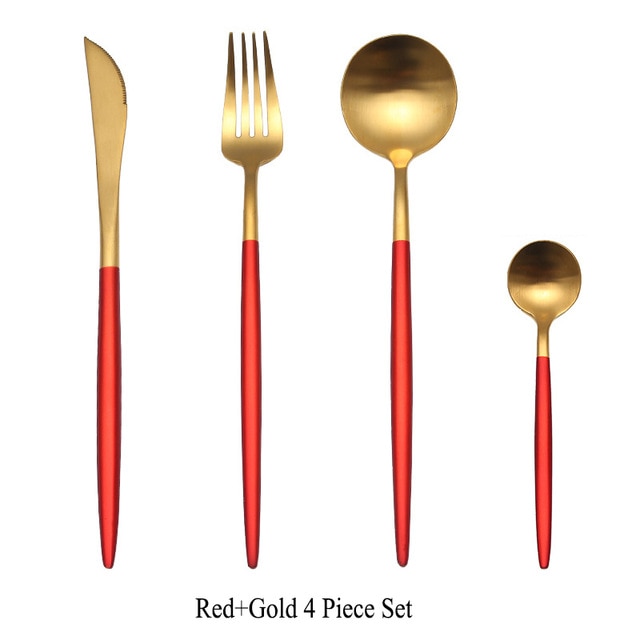 Gold Flatware Fork Knife Spoon Silverware Set
