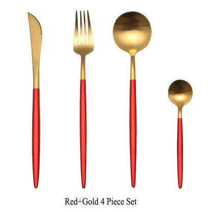 Gold Flatware Fork Knife Spoon Silverware Set
