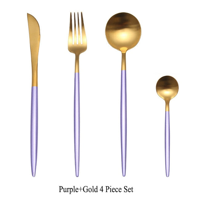 Gold Flatware Fork Knife Spoon Silverware Set