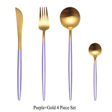 Load image into Gallery viewer, Gold Flatware Fork Knife Spoon Silverware Set
