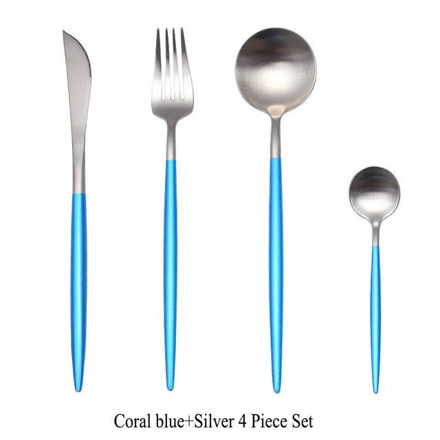Gold Flatware Fork Knife Spoon Silverware Set