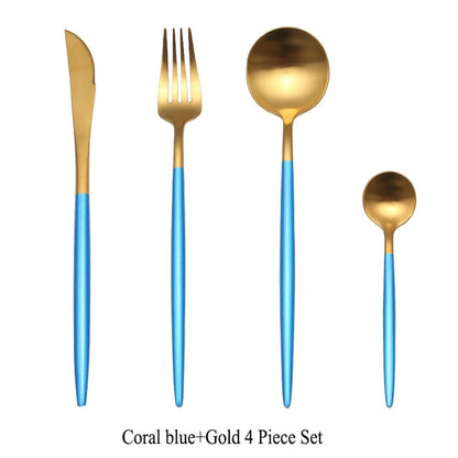 Gold Flatware Fork Knife Spoon Silverware Set