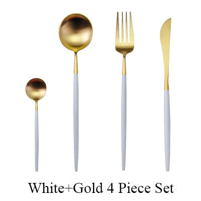 Gold Flatware Fork Knife Spoon Silverware Set