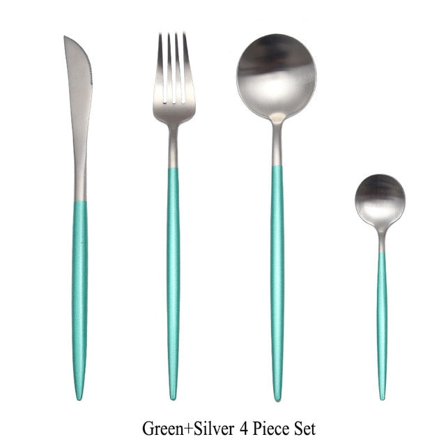 Gold Flatware Fork Knife Spoon Silverware Set