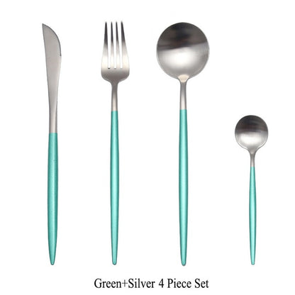 Gold Flatware Fork Knife Spoon Silverware Set