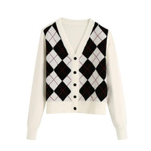 将图片加载到图库查看器，Women&#39;s Stylish Geometric Pattern Short Knitted Sweater
