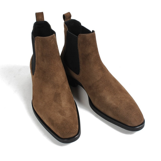 VIKEDUO 2020 Men's Chelsea Boots Suede Autumn Handmade Shoes Male Vintage Green Hiking Ankle Boot Botas Masculino NEW