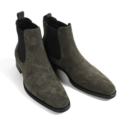 VIKEDUO 2020 Men's Chelsea Boots Suede Autumn Handmade Shoes Male Vintage Green Hiking Ankle Boot Botas Masculino NEW