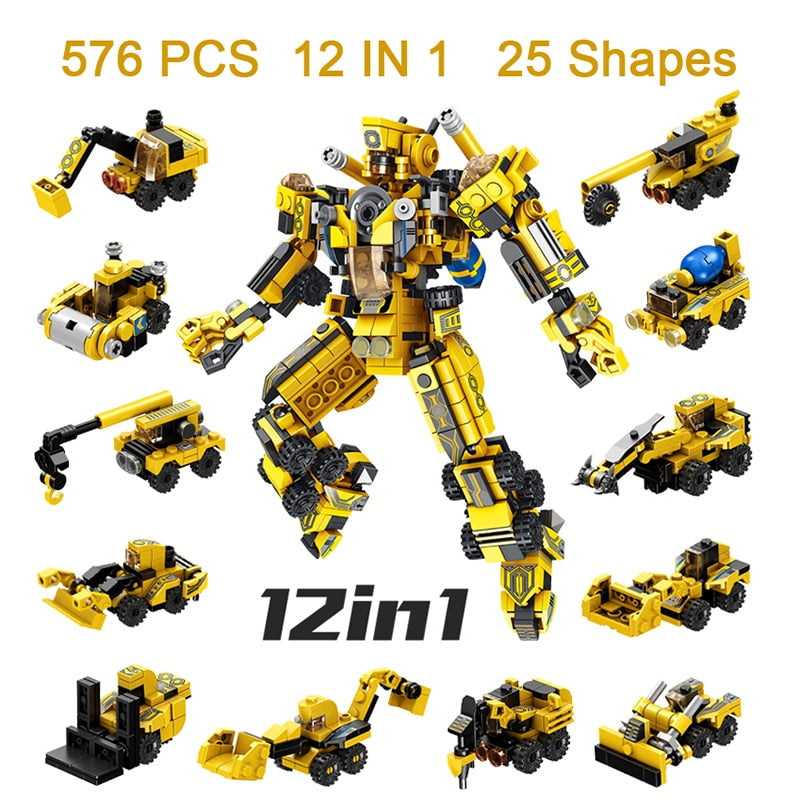 576 pieces Boys Children's Building Blocks Set Truck Car Toys Kids Robot Bricks LegoINGLYS Educational Toys Mini engineering vehicle