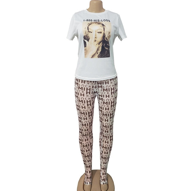 Women Printing Two-piece Suit