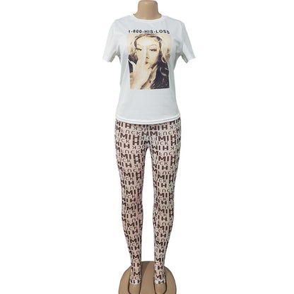 Women Printing Two-piece Suit