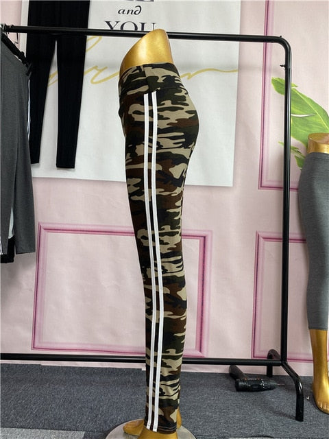 Camouflage Joggers Women High Waist Pocket Tight