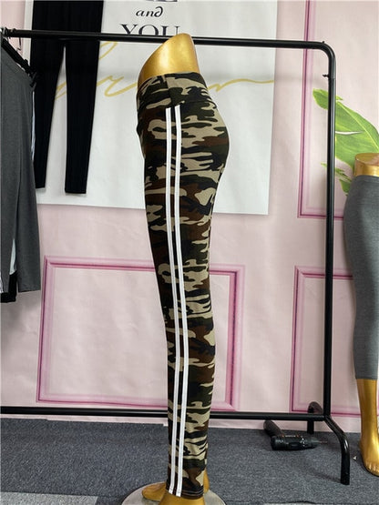 Camouflage Joggers Women High Waist Pocket Tight