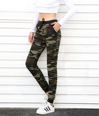Camouflage Joggers Women High Waist Pocket Tight