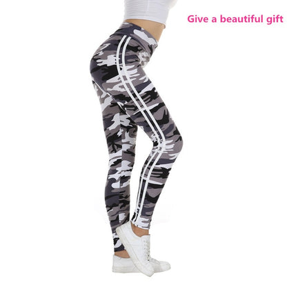 Camouflage Joggers Women High Waist Pocket Tight