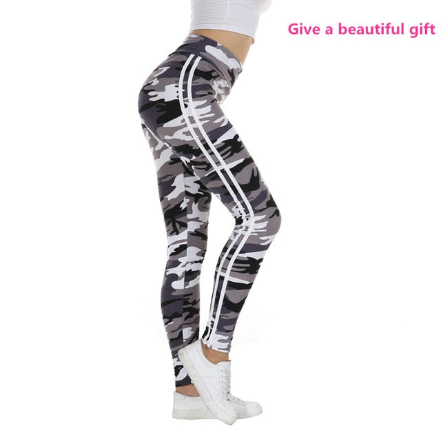 Camouflage Joggers Women High Waist Pocket Tight