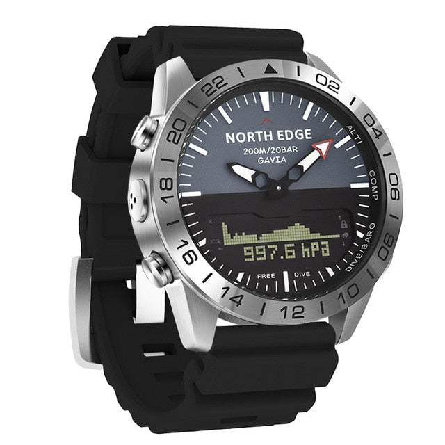 Men's Dive Sports Digital Watch Military Army Luxury Full Steel Business Waterproof 200m Altimeter Compass NORTH EDGE