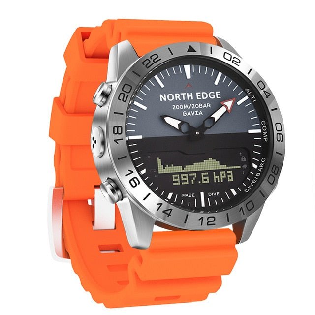 Men's Dive Sports Digital Watch Military Army Luxury Full Steel Business Waterproof 200m Altimeter Compass NORTH EDGE