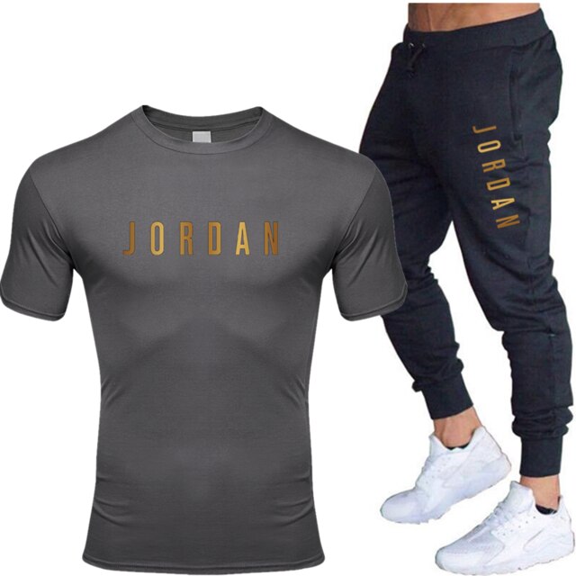 Unisex Jordan 23 T Shirts & Pants Set Two Pieces Sets Casual Tracksuit Men & Women Jordan 23 Tracksuit Tops+Pants Gyms Fitness trousers