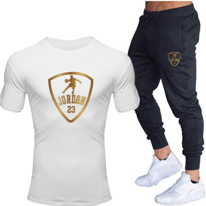 Unisex Jordan 23 T Shirts & Pants Set Two Pieces Sets Casual Tracksuit Men & Women Jordan 23 Tracksuit Tops+Pants Gyms Fitness trousers