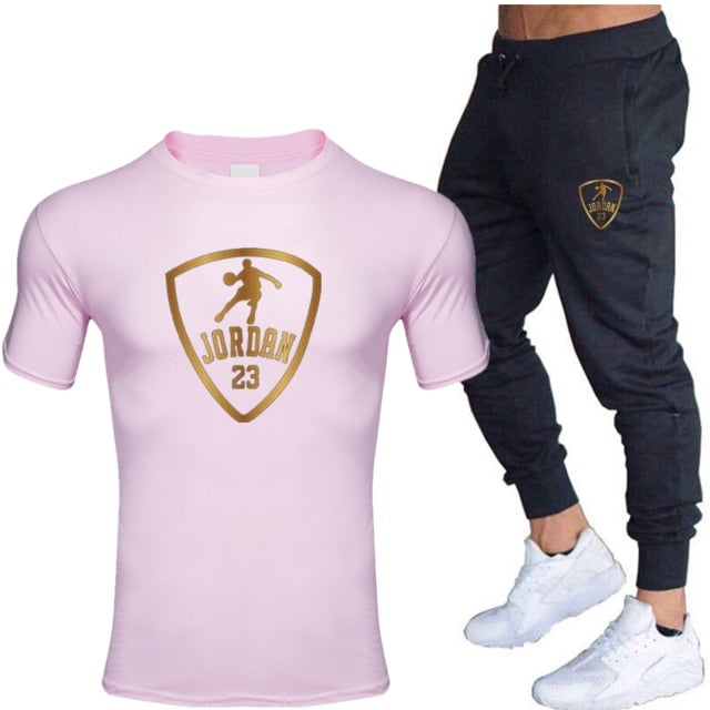 Unisex Jordan 23 T Shirts & Pants Set Two Pieces Sets Casual Tracksuit Men & Women Jordan 23 Tracksuit Tops+Pants Gyms Fitness trousers