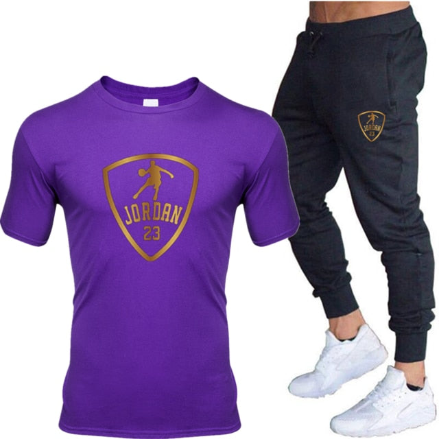 Unisex Jordan 23 T Shirts & Pants Set Two Pieces Sets Casual Tracksuit Men & Women Jordan 23 Tracksuit Tops+Pants Gyms Fitness trousers