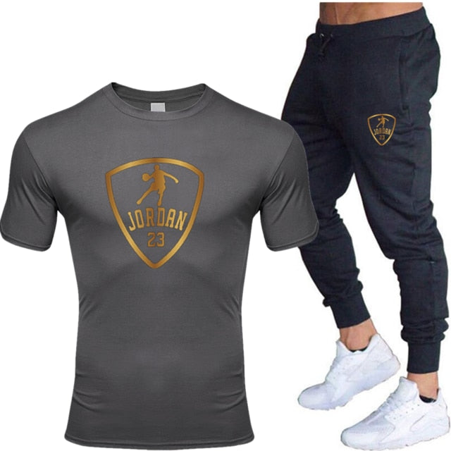 Unisex Jordan 23 T Shirts & Pants Set Two Pieces Sets Casual Tracksuit Men & Women Jordan 23 Tracksuit Tops+Pants Gyms Fitness trousers