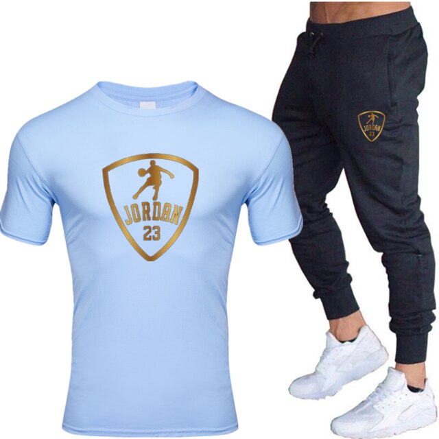 Unisex Jordan 23 T Shirts & Pants Set Two Pieces Sets Casual Tracksuit Men & Women Jordan 23 Tracksuit Tops+Pants Gyms Fitness trousers