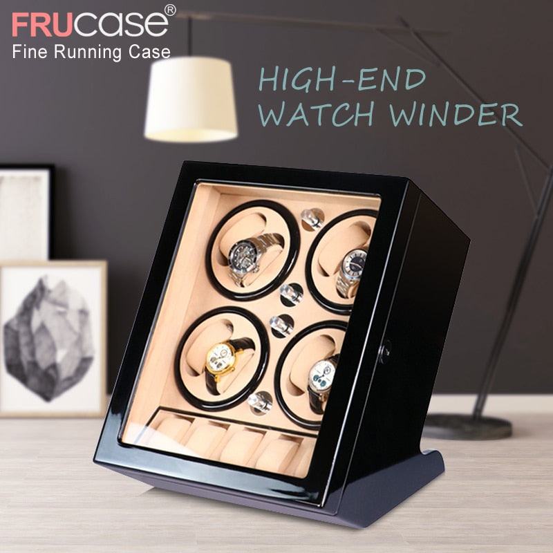 FRUCASE Black high finished Automatic Watch Winder watch jewelery cabinet display box collector storage Silence in bed room