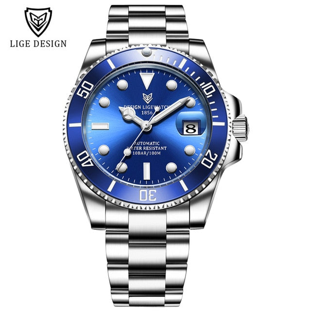 LIGE Watch Men Automatic Mechanical Tourbillon Clock Fashion Sapphire Glass 316L Steel 100 Waterproof Watches NH35 Movement