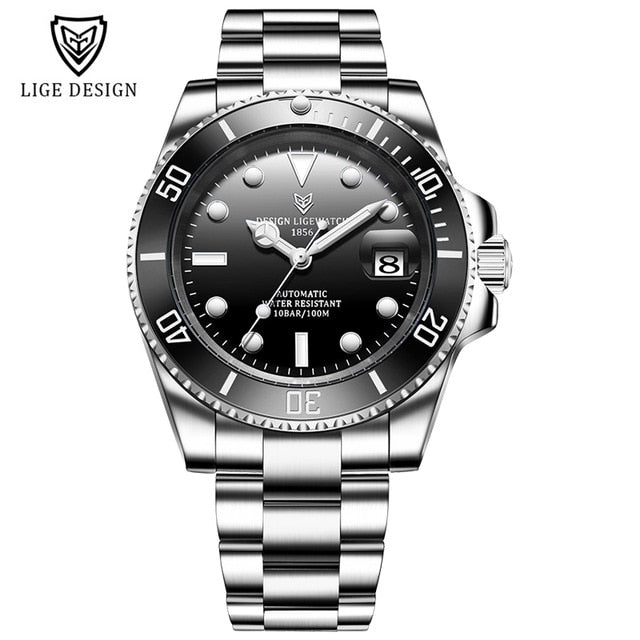 LIGE Watch Men Automatic Mechanical Tourbillon Clock Fashion Sapphire Glass 316L Steel 100 Waterproof Watches NH35 Movement