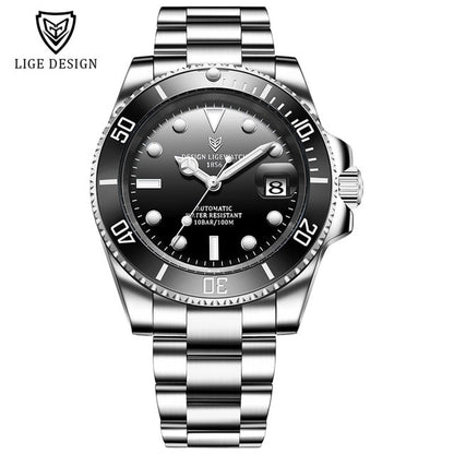 LIGE Watch Men Automatic Mechanical Tourbillon Clock Fashion Sapphire Glass 316L Steel 100 Waterproof Watches NH35 Movement