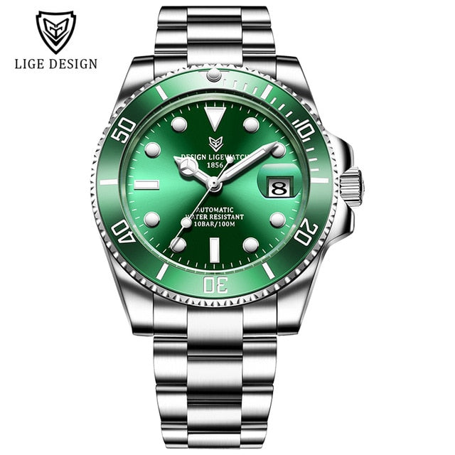 LIGE Watch Men Automatic Mechanical Tourbillon Clock Fashion Sapphire Glass 316L Steel 100 Waterproof Watches NH35 Movement