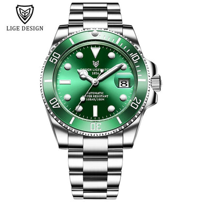 LIGE Watch Men Automatic Mechanical Tourbillon Clock Fashion Sapphire Glass 316L Steel 100 Waterproof Watches NH35 Movement