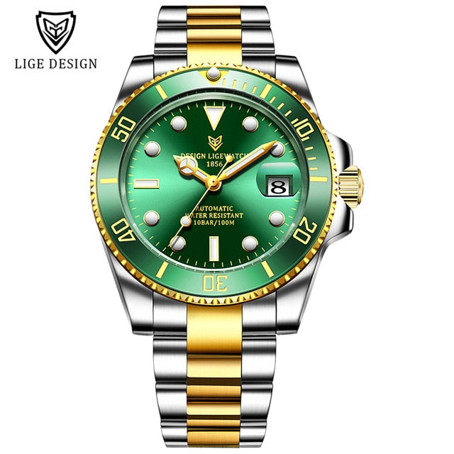 LIGE Watch Men Automatic Mechanical Tourbillon Clock Fashion Sapphire Glass 316L Steel 100 Waterproof Watches NH35 Movement