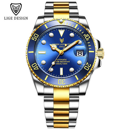 LIGE Watch Men Automatic Mechanical Tourbillon Clock Fashion Sapphire Glass 316L Steel 100 Waterproof Watches NH35 Movement