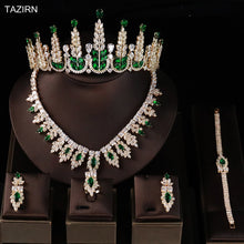 Charger l&#39;image dans la galerie, Luxury Zircon Wedding Bridal Jewelry Sets Cubic Zirconia Party Tall Tiara Queen Crown Necklace Bracelet Earrings Rings Sets
