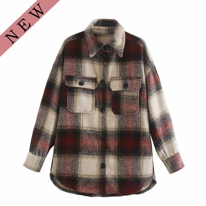 Vintage women 2020 long sleeve woolen jacket